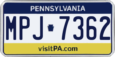 PA license plate MPJ7362