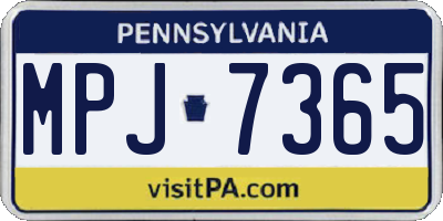 PA license plate MPJ7365