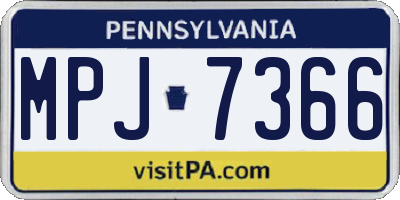 PA license plate MPJ7366