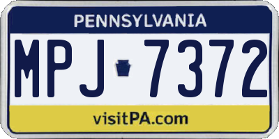 PA license plate MPJ7372