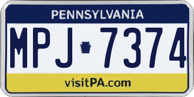 PA license plate MPJ7374