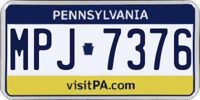PA license plate MPJ7376