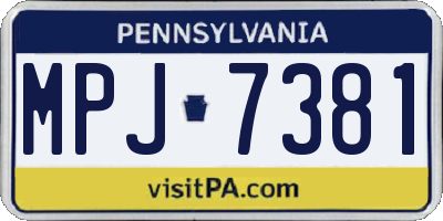 PA license plate MPJ7381