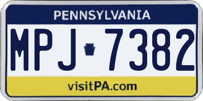 PA license plate MPJ7382