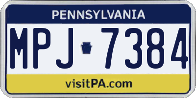 PA license plate MPJ7384