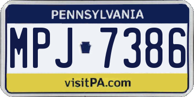 PA license plate MPJ7386