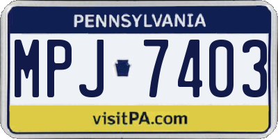 PA license plate MPJ7403