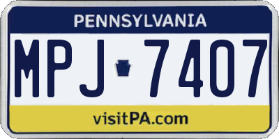 PA license plate MPJ7407