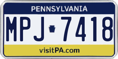 PA license plate MPJ7418