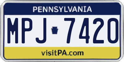 PA license plate MPJ7420