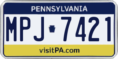 PA license plate MPJ7421