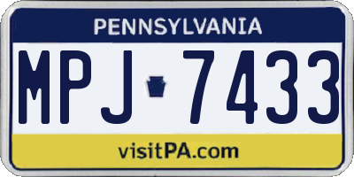 PA license plate MPJ7433