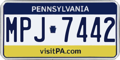 PA license plate MPJ7442