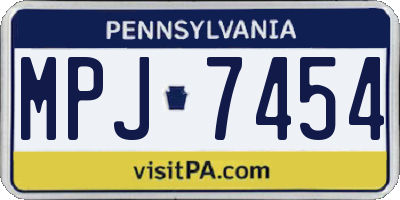 PA license plate MPJ7454