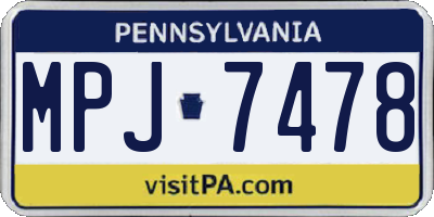 PA license plate MPJ7478