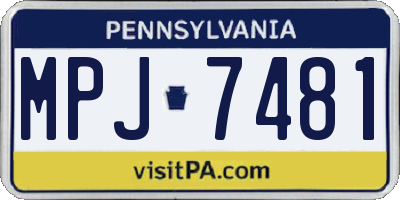 PA license plate MPJ7481