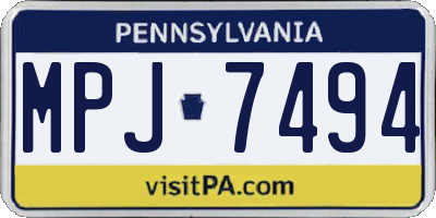 PA license plate MPJ7494