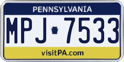 PA license plate MPJ7533