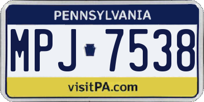 PA license plate MPJ7538
