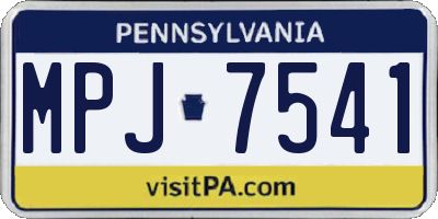 PA license plate MPJ7541