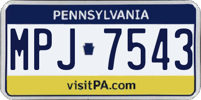 PA license plate MPJ7543