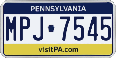 PA license plate MPJ7545