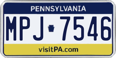 PA license plate MPJ7546