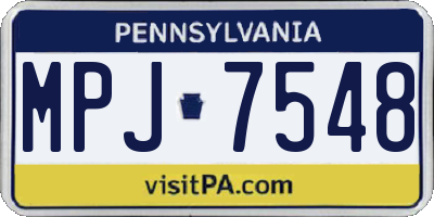 PA license plate MPJ7548