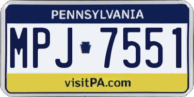 PA license plate MPJ7551