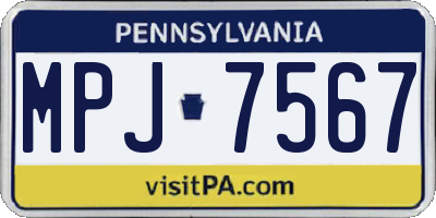 PA license plate MPJ7567