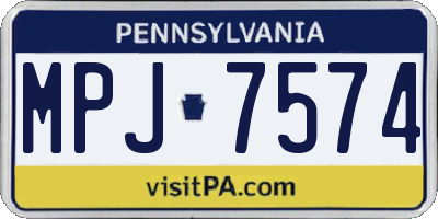 PA license plate MPJ7574