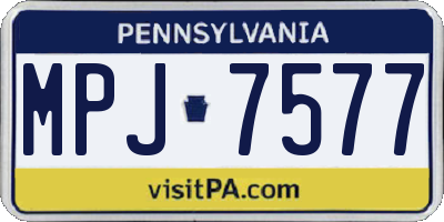 PA license plate MPJ7577