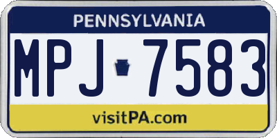 PA license plate MPJ7583
