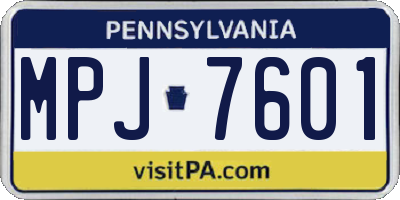 PA license plate MPJ7601