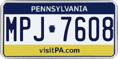 PA license plate MPJ7608