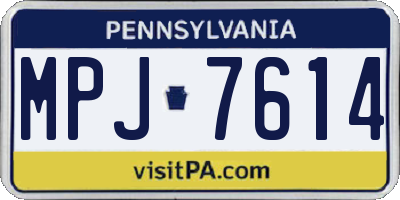 PA license plate MPJ7614