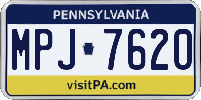 PA license plate MPJ7620