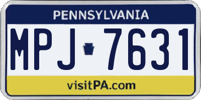 PA license plate MPJ7631