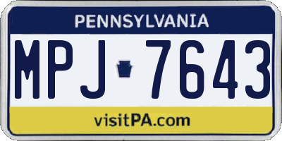PA license plate MPJ7643
