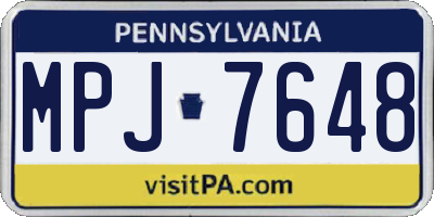 PA license plate MPJ7648