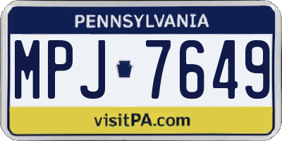 PA license plate MPJ7649