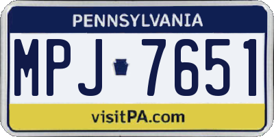 PA license plate MPJ7651