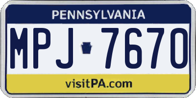 PA license plate MPJ7670