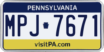 PA license plate MPJ7671