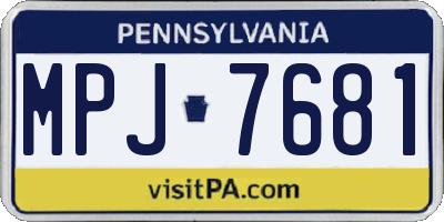 PA license plate MPJ7681