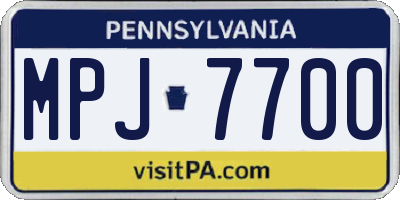 PA license plate MPJ7700