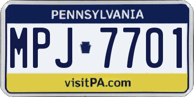 PA license plate MPJ7701