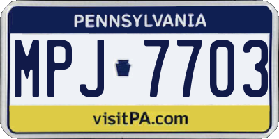 PA license plate MPJ7703