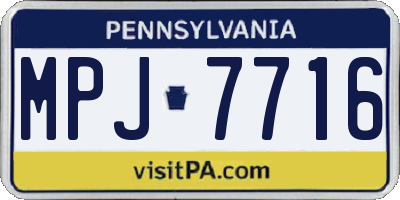 PA license plate MPJ7716