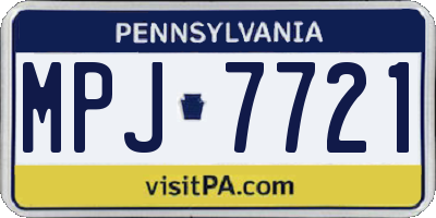 PA license plate MPJ7721